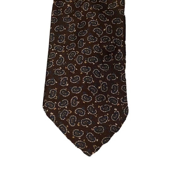 Vintage Silk Mens Neck Tie Jesters Paisley Designed Brown Made In USA Formal - Picture 4 of 7